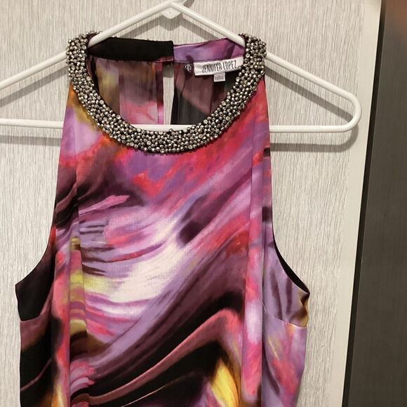 NWOT. Spectacular Night Sky Lined Crepe Blouse by Jennifer Lopez - Picture 3 of 7